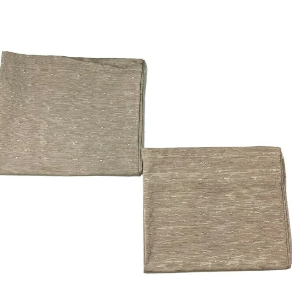 2 Textured Curtains Drapes Panels Beige Taupe